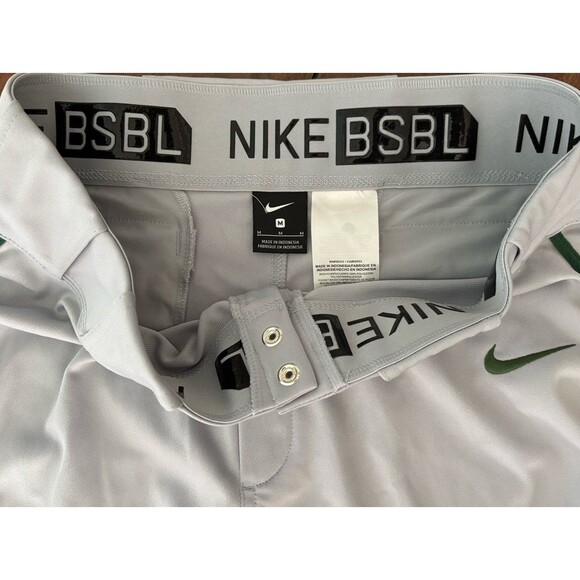 Nike BSBL Grip Waistband Mens Gray Baseball Knickers w/Green Piping Size M - Picture 4 of 7